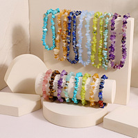 Collier et bracelet faits à la main avec des perles de pierres précieuses colorées, pierres concassées irrégulières, acier inoxydable doré, bijoux chics pour femmes