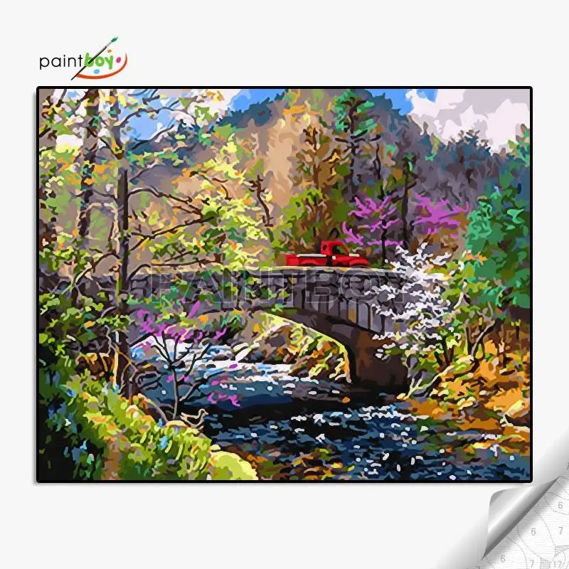 GX26153 autumn landscape picture diy paint art set numbers painting on canvas