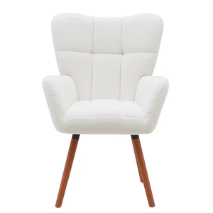 Phòng khách duy nhất giọng ghế vải Bìa bọt ghế trắng giọng ghế với chân gỗ - Product Image 3