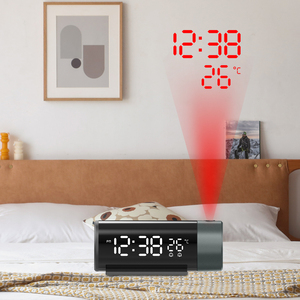 Digital Projection Alarm <strong>Clock</strong> with Temperature 180 Rotation USB Electronic Table Bedroom <strong>Bedside</strong> 3D Wall Snooze Alarm <strong>Clock</strong> - Product Image 2