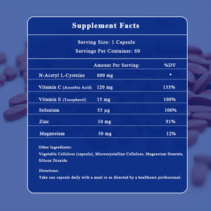 <strong>N</strong>-<strong>Acetyl</strong> Cysteine (NAC) 600mg <strong>Capsules</strong> Adult High Strength Immune Support Healthcare Supplement - Product Image 4