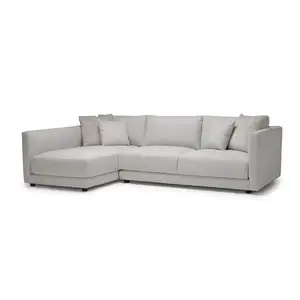 Desain mewah Nordic Sofa santai lapisan kain kulit kayu Solid bentuk L mebel ruang tamu