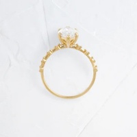 Bague de fiançailles solitaire 2 carats en diamant de laboratoire taille marquise à six griffes et pavé, en or massif 14K/18K, certifiée IGI CVD/HPHT, personnalisable