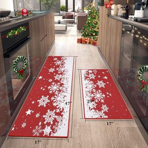 Nouvel arrivage Ensemble de tapis de cuisine de Noël Paillasson antidérapant Tapis de coureur Vacances d'hiver Noël Flocon de neige Tapis décoratif Tapis de cuisine - Product Image 1