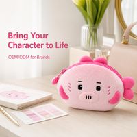Porte-monnaie en peluche super doux en forme de cochon rose mignon personnalisé, mini portefeuille, étui pour écouteurs, petite pochette, trousse de maquillage à fermeture éclair en coton