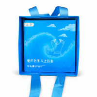 Coffret cadeau Blue Heaven and Earth avec sac en papier assorti et insert floqué pour l'emballage de souvenirs, impression personnalisée