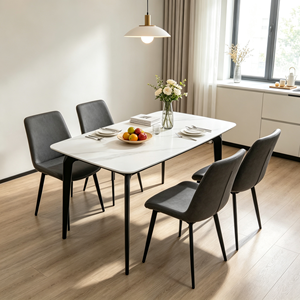 Mesa de Comedor Rectangular Moderna de Mármol con 6 Sillas, Diseño Minimalista, Muebles para el Hogar - Product Image 1