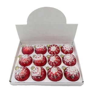 SHUANGYUAN 8cm Weihnachtskugeln, rot, matt lackiert, Glas-Weihnachtsornamente, luxuriöse Kugeln, Weihnachtskugeln, Bolas De Navidad - Product Image 2