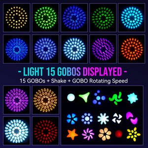 Luces Móviles para DJ de 300W, Iluminación de Escenario con Prisma de 48 Facetas, 15 Gobos, 15 Colores, DMX512, Activación por Sonido, Haz de Luz LED para Bodas - Product Image 3