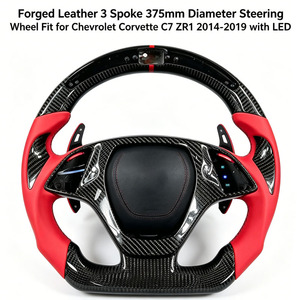 Volante de Fibra de Carbono Personalizado para C7 Z06 ZR1 2014-2019 con Empuñadura de Cuero Rojo y Negro y Pantalla LED - Product Image 2