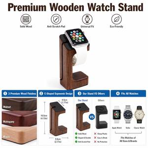 Soporte de Madera para Relojes, Organizador en Forma de <span class=keywords><strong>C</strong></span> de Madera Maciza para Apple Watch y Seiko, Personalizado, Venta al Por Mayor de Fábrica OEM - Product Image 4