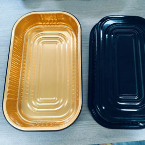 Récipient d'emballage alimentaire de papier d'aluminium à emporter d'or <span class=keywords><strong>noir</strong></span> - Product Image 2