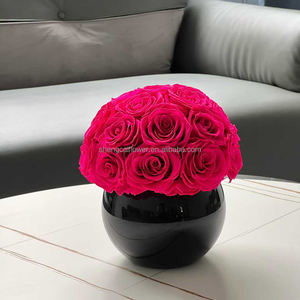 Vente en gros de roses éternelles séchées, fleurs artisanales <span class=keywords><strong>avec</strong></span> <span class=keywords><strong>vase</strong></span>, décoration debout pour Noël, cadeau pour la fête des mères Y - Product Image 5