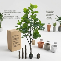 OH ARTS Ficus Lyrata Artificiel Grand Format à Toucher Réel, Multi-Tiges, Plante en Pot de Luxe pour Décoration d'Hôtel