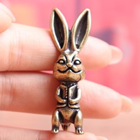 1 pièce Lapin du Zodiaque à longues oreilles en laiton, style rétro, objet décoratif massif, figurine de bureau, ornement artisanal