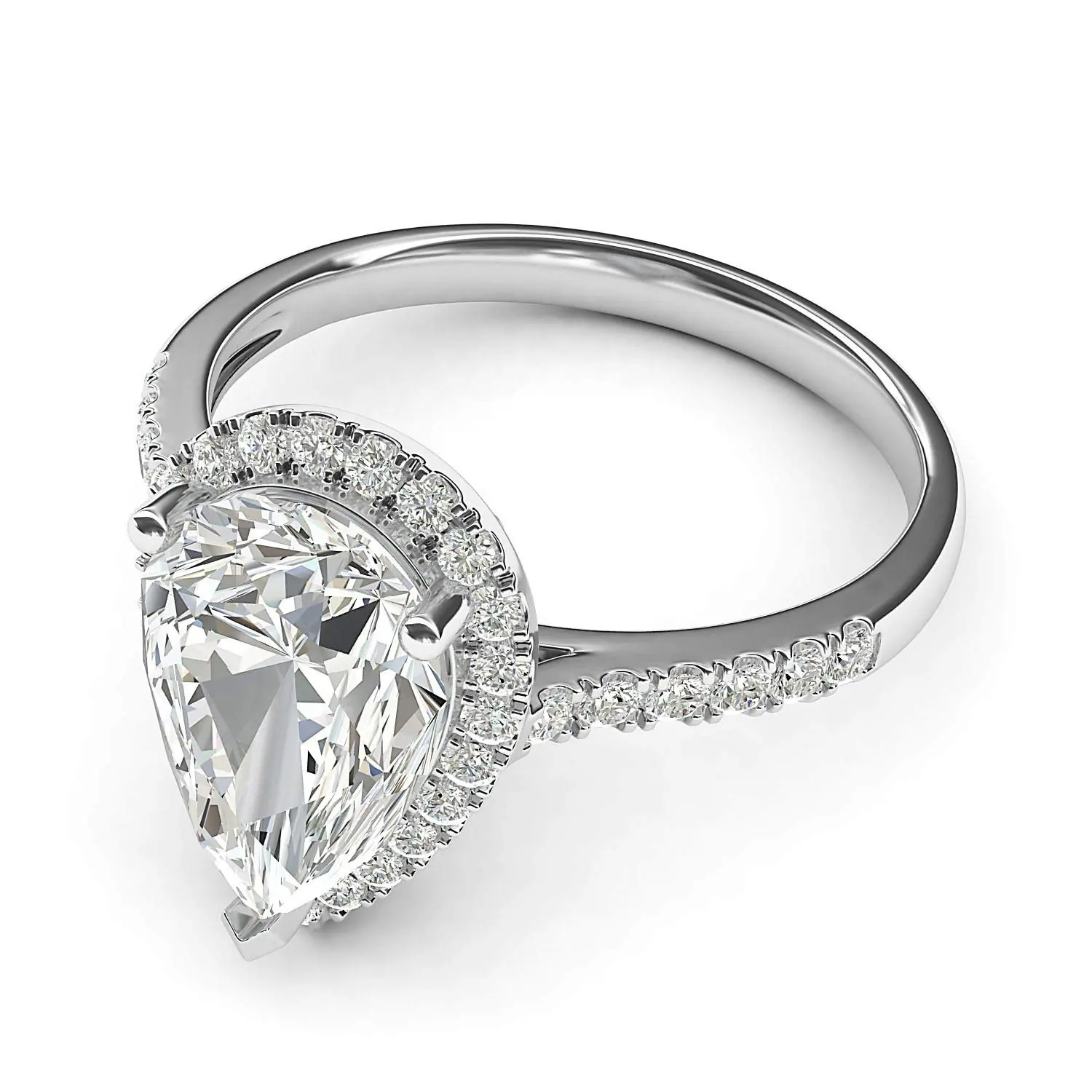 Kadınlar için IGI sertifikası armut şekli Moissanite nişan yüzüğü, D renk VVS1 Lab yetiştirilen elmas alyans 14K beyaz