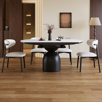 Ensemble de table à manger extensible de style moderne avec pieds en bois pour la maison, la cour, l'hôtel, fabriqué en pierre frittée, écologique et durable