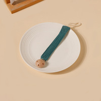Attache-tétine en coton pour nouveau-né, tressée à la main, avec anneau de dentition en bois de hêtre, support de tétine, cadeaux de naissance, chaîne de tétine