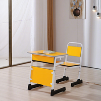 Tables et chaises d'école modernes en bois en gros, mobilier de salle de classe, bureau et chaise scolaire double pour lycée, usage commercial, fabriqué en Chine
