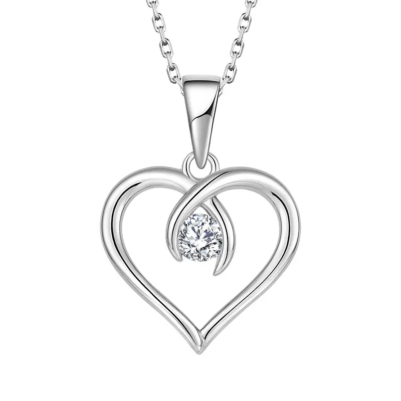 2023 Fine Jewellery Customized 925 Sterling Silver Two Tone Heart Shape Pendant For Stone Jewelry Heart Pendant Necklace
