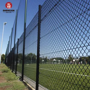 100ft Galvanized Black Chain Link Fence Cyclone Wire Mesh Fence Panel Chain Link Fence For Sport Game