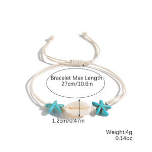 <b>Boho</b> Chic Handmade Ocean-inspired Natural Shell Star-shape Adjustable Wristband Beaded <b>Bracelet</b> for Summer Ethnic Jewelry Gift - Product Image 6