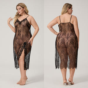 Camisón de satén de lujo, suave y transpirable, talla grande, para mujer, con encaje, vestido corto, cintura elástica, elegante, para estar en casa - Product Image 4