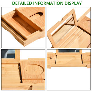 Youlike Baignoire Caddy Plateau Solide Bois Naturel Planche De Bain Charcuterie Plateau De Service Bambou Baignoire Plateau - Product Image 4