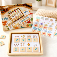 Jeu de correspondance des chiffres en bois, jouets de comptage Montessori, cartes éducatives de comptage des animaux pour la maternelle, jeu de société pour enfants