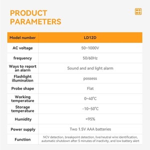 Testeur de tension sans contact AC/DC LD12D, stylo-mètre 50-1000V (Précision 0,01%+1), indicateur de test AC pour usage électrique - Product Image 2