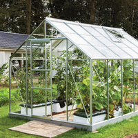Kits de serres de jardin modernes en aluminium argenté avec cadre thermolaqué, faciles à assembler