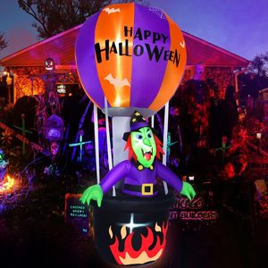 Venta caliente 7 pies Halloween inflable fantasma decoraciones bruja montando en un colorido luces LED globos de aire caliente - Product Image 2