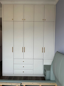 Armoire de chambre européenne <span class=keywords><strong>Placard</strong></span> blanc sur mesure <span class=keywords><strong>avec</strong></span> porte Ample rangement Construction en bois massif pour chambre à coucher - Product Image 5