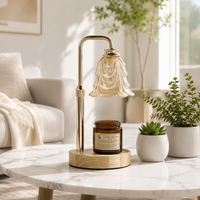 Chauffe-bougie élégant et sûr en métal, avec minuterie, réglage de la hauteur, éclairage électrique créatif et dimmable, et fonction de chauffage parfumé.