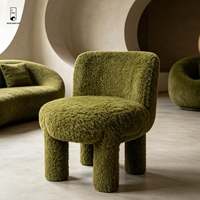Fauteuil d'appoint Boucle - Canapé simple 4 pieds en polaire Teddy - Fauteuil moelleux en fausse fourrure bouclée pour salon et chambre modernes