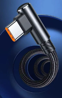 Cable de Datos Tipo-C con Conector en Ángulo de 90 Grados, 1m/2m/3m de Longitud, Carga Súper Rápida de 10A, Superventas