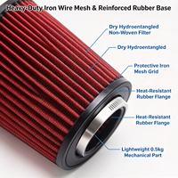 Filtre à air universel haute performance lavable et réutilisable en maille non tissée sèche pour moteur de moto de course et bateau rapide 76 mm 3 pouces