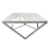 Risamshan — Table basse en acier inoxydable, imitation marbre blanc, Table de canapé, meuble de salon d'hôtel, de haute qualité