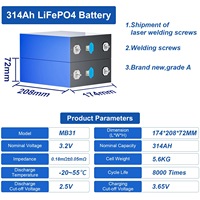 Keluaran baru 3.2v 280ah 304ah 280k baterai Lifepo4 sel baru Lithium Ion 300ah 304ah 314ah sel untuk RV perahu penyimpanan tenaga surya