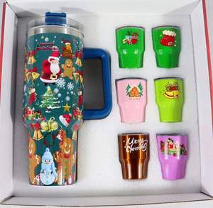 Lot de Bouteilles Isothermes en Acier Inoxydable pour Cadeaux de Noël – Ensemble Personnalisé de Bouteilles d'Eau et Gobelets avec Paille – Vente en Gros - Product Image 2