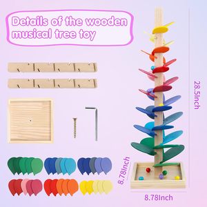 Wooden <strong>Marble</strong> Run Update Wooden Music <strong>Tree</strong> for Kids 3+ Years Old,Ball Drop Toy Montessori Toys for 3+ Birthday Gifts - Product Image 5
