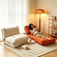 Canapé-lit pliant Cloud Roll Lazy Sofa en flanelle, rembourrage en coton de soie, style Tatami, couleur crème, chaise individuelle