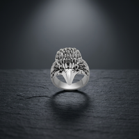 Bague minimaliste en argent 925 avec tête d'aigle et plumes pour femme