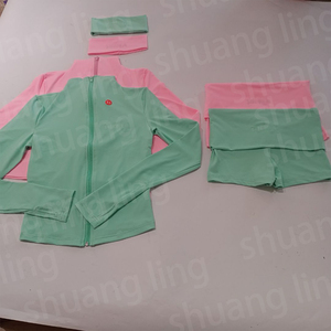 Ropa de Verano para Mujer Conjuntos de Yoga para Mujer Chaqueta con Logo Personalizado y Shorts Conjunto Deportivo de 2 Piezas para Gimnasio Entrenamiento y Fitness para Mujer - Product Image 6