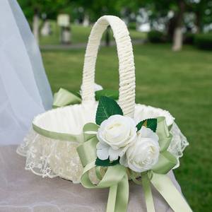 Produits les plus vendus : Panier de fleurs artificielles blanc simple et varié, avec <span class=keywords><strong>ruban</strong></span> en dentelle, idéal pour la décoration de mariage - Product Image 3