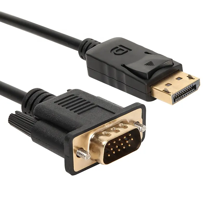 6Ft 1.8m DisplayPort to VGA Cable Gold Plated DP Male to VGA Male Cable Black Color