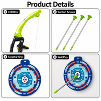 Ensemble d'arc et de flèches lumineux, kit de tir à l'arc LED, flèches à ventouse, cible détachable, jeu de tir pour enfants, jouet cadeau
