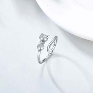 Crematie Sieraden 925 Sterling Zilver Gegraveerd Woord Zirkoon Kat Open <span class=keywords><strong>Ring</strong></span> Voor As - Product Image 3