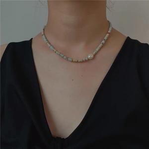 Collar de Clavícula con Diseño Geométrico de <span class=keywords><strong>Piedra</strong></span> Natural y Perla de Agua Dulce con Color de <span class=keywords><strong>Piedra</strong></span> Shoushan Francesa, Regalo Unisex - Product Image 3