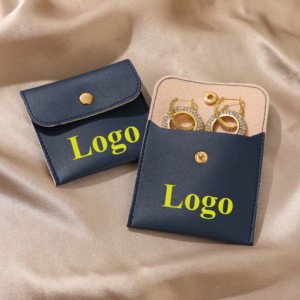 Pochette d'emballage pour bijoux avec logo personnalisé, en cuir PU, pour la protection des bijoux, échantillon gratuit, pochette de rangement et de présentation pour boucles d'oreilles et colliers - Product Image 2
